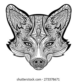 Vector Black and White Tattoo Fox Illustration