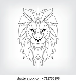 Vector Black and White Tattoo King Lion Illustration