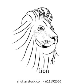 Vector Black and White Tattoo Lion Illustration