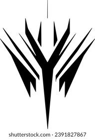Tatuaje vectorial en blanco y negro con líneas minimalistas, logotipo, sobre fondo blanco