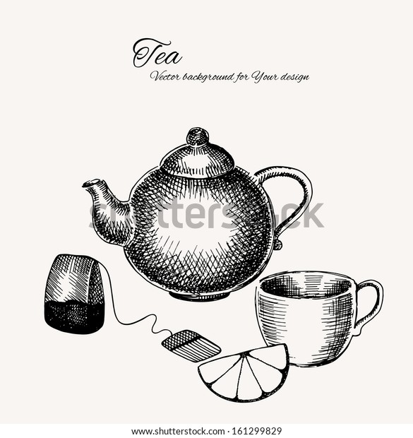 Vector Black White Tea Background Your Stock Vector (Royalty Free ...