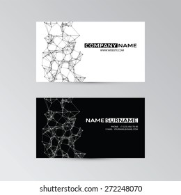 Vector black and white template of business cards with abstract elements