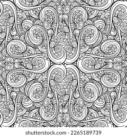 Vector black and white tentacles seamless pattern