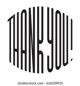 Vector black and white thank you card.