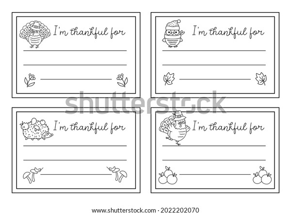 Vector Black White Thanksgiving Cards Set Stock Vector (Royalty Free ...