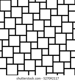 Vector black and white tiles seamless pattern, square grid textile print, abstract texture for fashion design