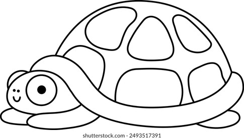 Vector black and white tortoise icon. Under the sea illustration or coloring page with cute funny ocean animal. Cartoon underwater, mermaid or marine turtle line clipart for children
