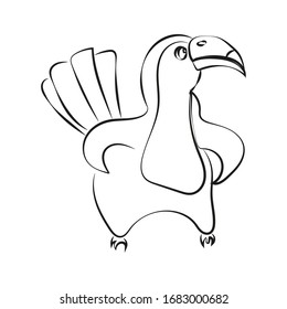 vector  black and white toucan, isolated multi-colored drawing for creating banners, posters, representative of the tropic fauna, bird on a white background