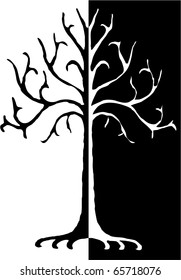 vector black white tree illustration
