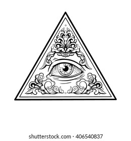 Vector Black and White Triangle Eye Illustration