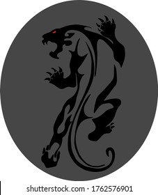 Vector Tigre tribal blanco y negro con ojo rojo