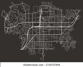 Vector Black And White Urban Street Map Of El Cajon, California, USA With Major And Minor Roads, Highways