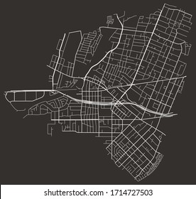 Vector black and white urban street map of El Monte, California, USA with major and minor roads, highways