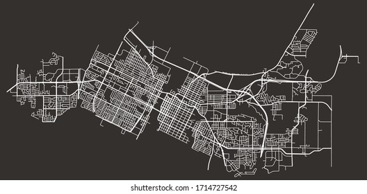 Vector black and white urban street map of Green Bay, Wisconsin, USA with major and minor roads, highways