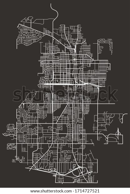 Vector Black White Urban Street Map Stock Vector (Royalty Free) 1714727521