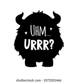 vector black and white urr monster hug sillouette cartoon illustration