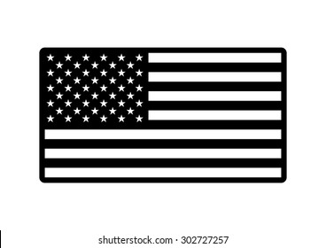 Vector black and white USA army flag, on white background