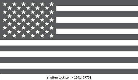 Vector Black and White USA Flag. American Flag Symbol.Icon For Website Or Mobile App