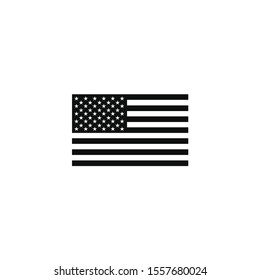 Vector black and white USA flag, on white background
