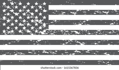 Vector Black and White USA Flag. American Flag Symbol.Icon For Website Or Mobile App