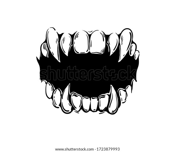 Vector Black White Vampire Mouth Illustration Stock Vector (Royalty ...