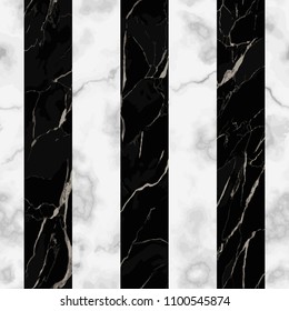 Vector black and white vetrical stripes marble seamless pattern. Repeat marbling surface, modern luxurious background, luxury wallpaper.