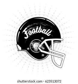 Vector Black and White Vintage American Football Helmet Illustration