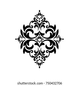 Vector black and white vintage ornamented with floral ornament in baroque style, vintage beautiful background template for engraving style for design.