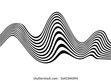 Vector black and white wave. For covers, business cards, banners, prints on clothes, wall decor, posters, sites, posts on social networks, videos. Modern vector pattern