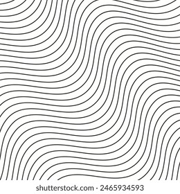 Vector black and white waves pattern of lines, abstract background.Vector illustration EPS 10.