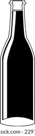 Vector black and white wine bottle in lineart style isolated on white background