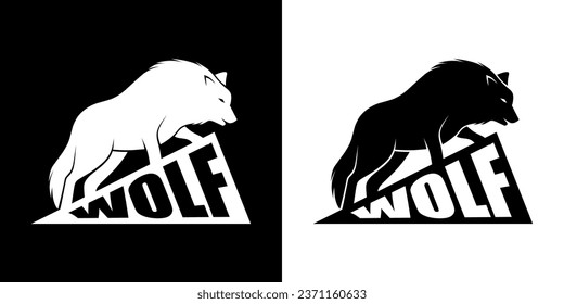 vector black and white wolf logo