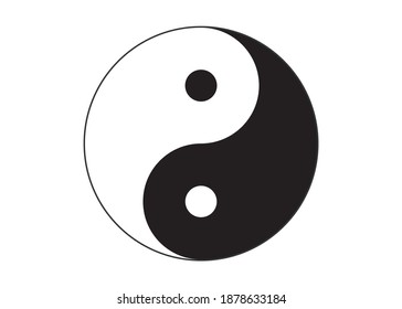 Vector black and white yin and yang symbols isolated on a white background