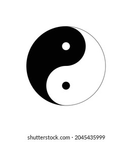 Vector black and white Yin Yung symbol isolated on white background