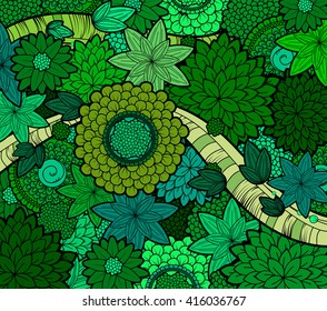 Vector black and white zendoodle tattoo floral background. Floral doodle black and white pattern.