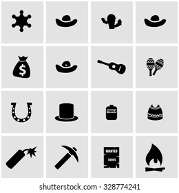 Vector black wild west icon set