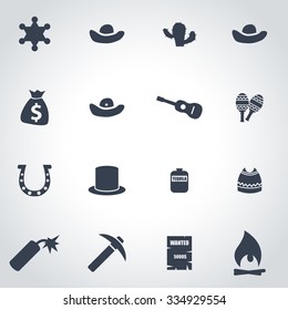 Vector black wild west icon set