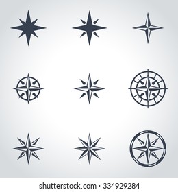 Vector black  wind rose icon set.