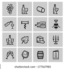 Vector Black Wine Icon Set