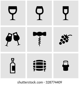 Vector black wine icon set.