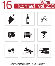 Vector black wine icons set.