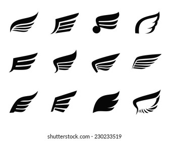 vector black wing icon on white background