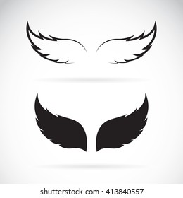 Vector black wing icon on white background