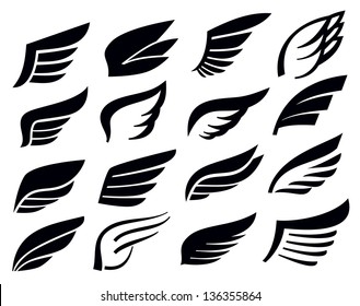 Vector Black Wing Icon Set On White