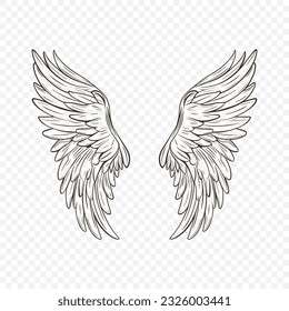 Vector Black Wing Icon. Vintage Angel Wings Icon, Design Template, Clipart. Cupid, Angel or Bird Wings. Vector illustration