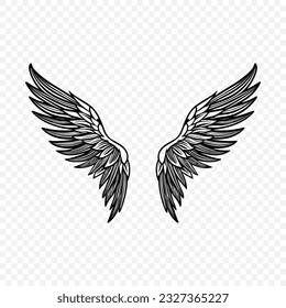 Vector Black Wing Icon. Vintage Angel Wings Icon, Design Template, Clipart. Cupid, Angel or Bird Wings. Vector illustration