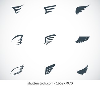 Vector black wing icons set