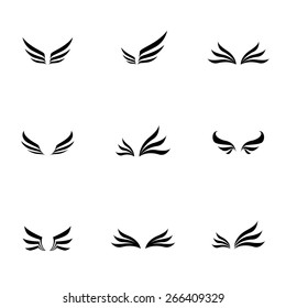 Vector black wing icons set