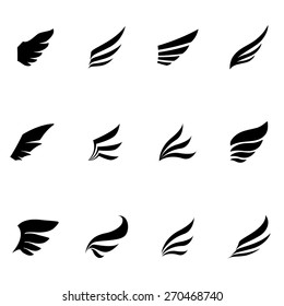 Vector black wing icons set