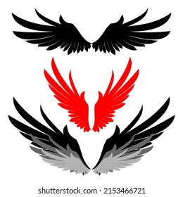 Vector black wings with isolated white background